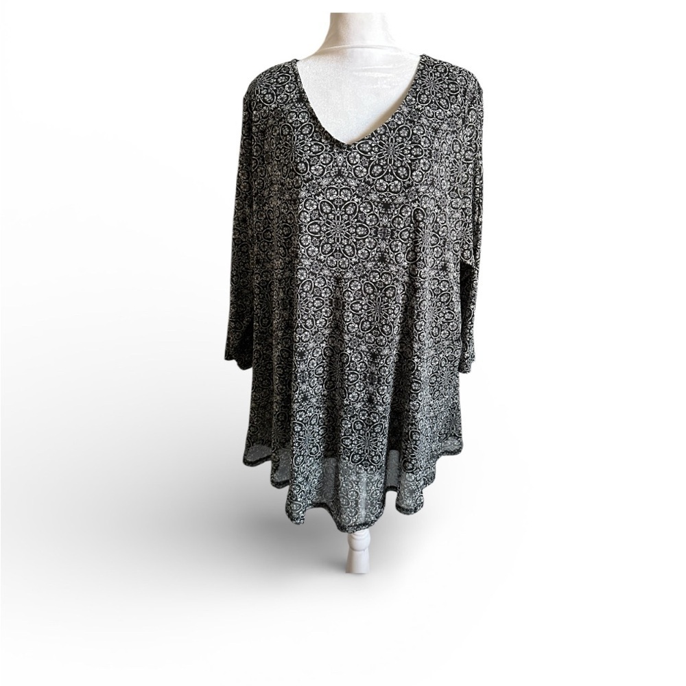 Croft& Barrow Black and White Patterned Top women’s size 1X